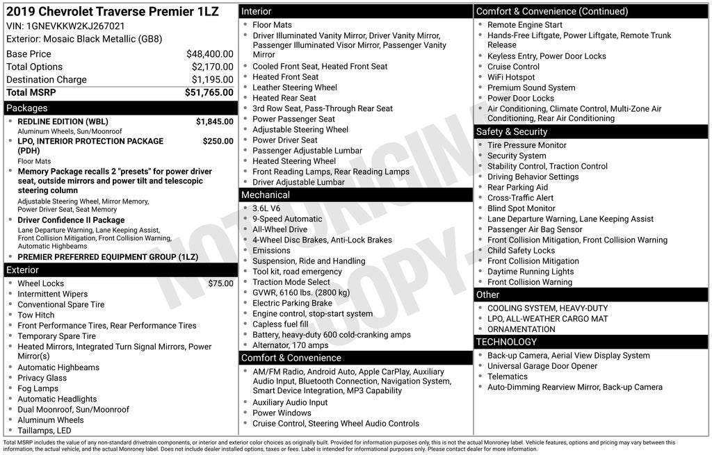 2019 Chevrolet Traverse Premier