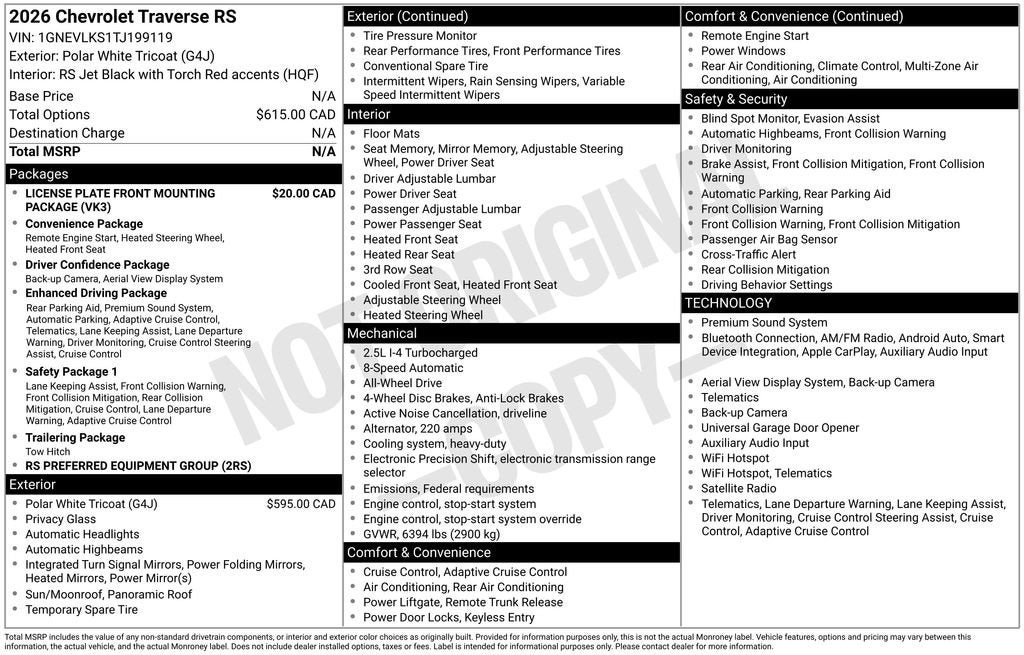 2026 Chevrolet Traverse RS