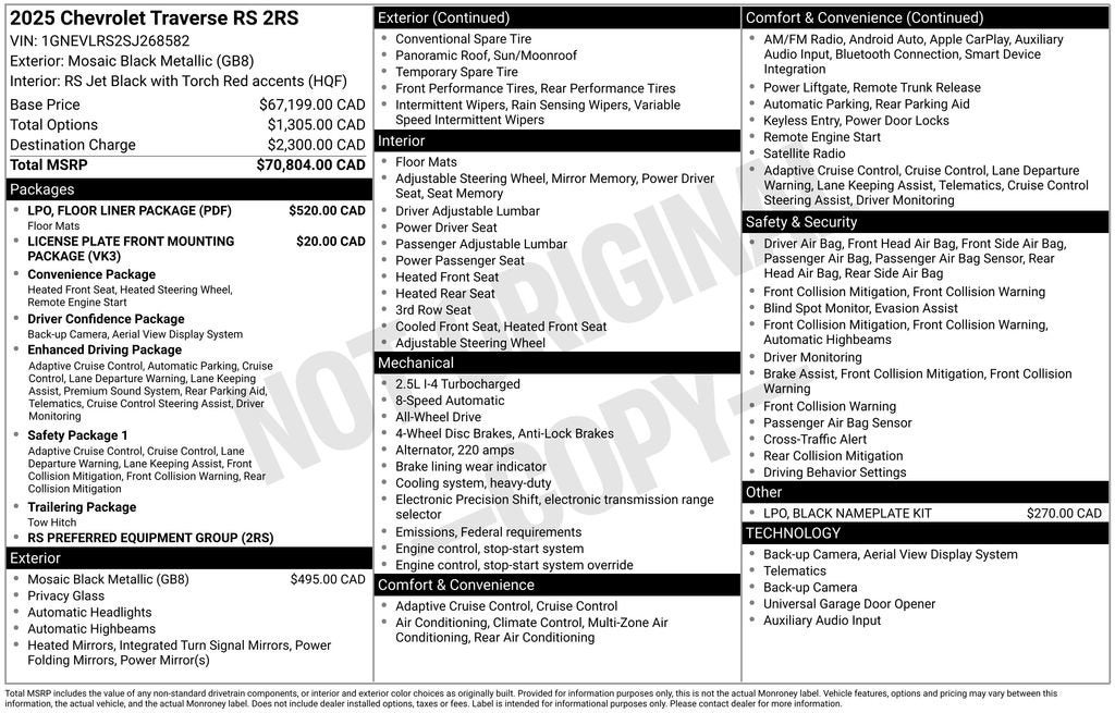 2025 Chevrolet Traverse RS