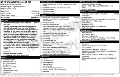 2012 Chevrolet Traverse LT w/1LT
