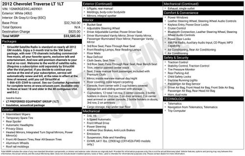 2012 Chevrolet Traverse LT w/1LT