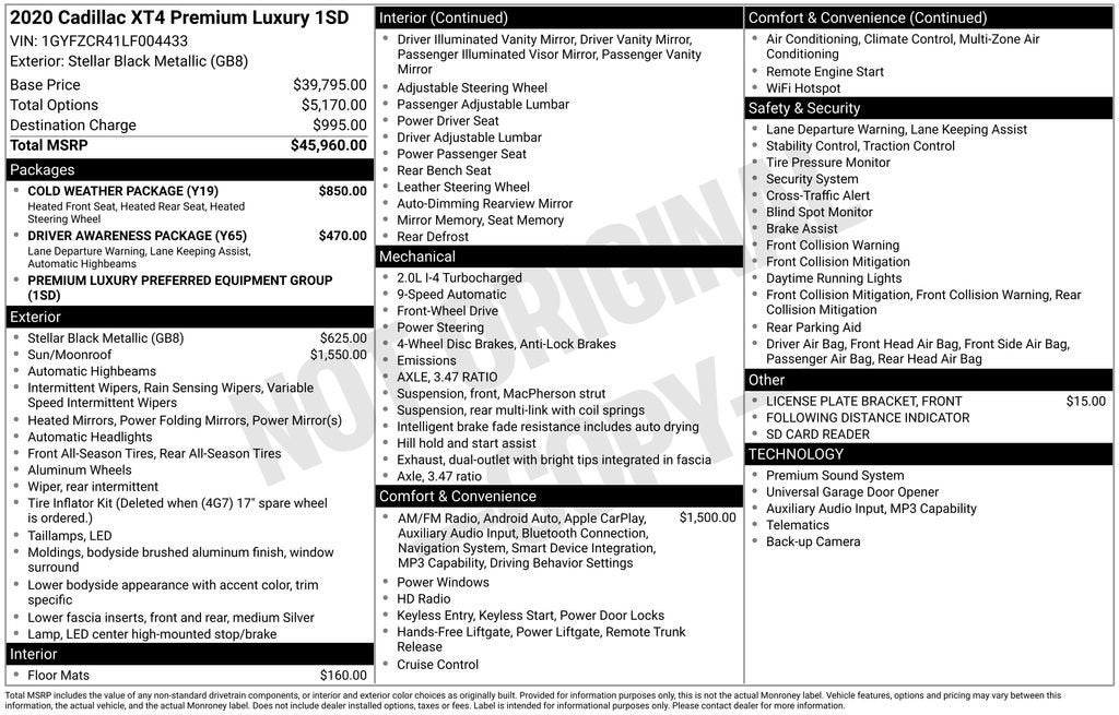 2020 Cadillac XT4 Premium Luxury