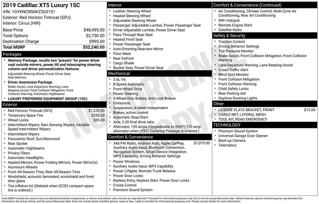2019 Cadillac XT5 Luxury FWD