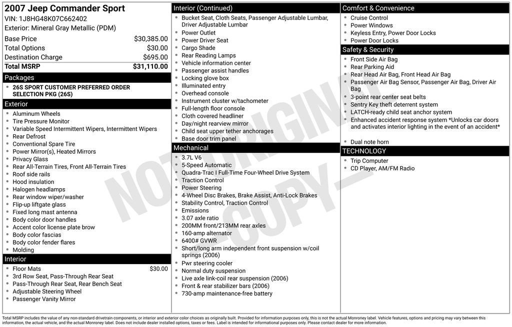 2007 Jeep Commander Sport