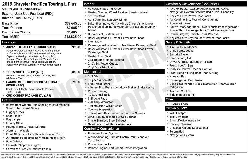 2019 Chrysler Pacifica Touring L Plus