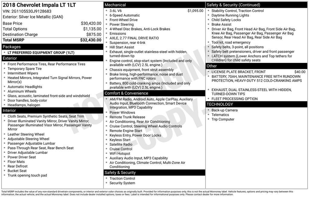 2018 Chevrolet Impala LT