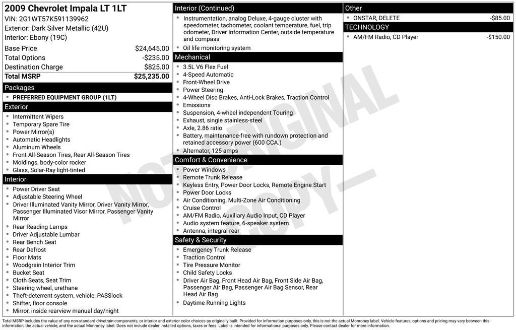2009 Chevrolet Impala 3.5L LT