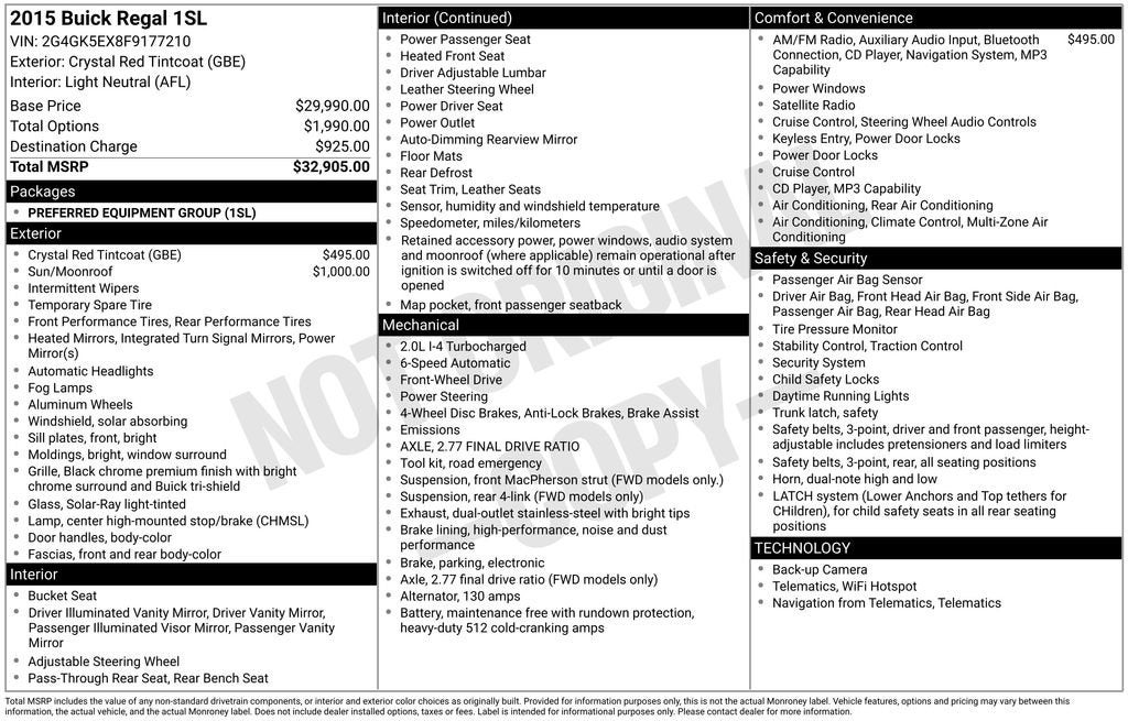 2015 Buick Regal 4DR SDN FWD