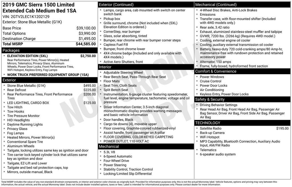 2019 GMC Sierra 1500 Limited DBL CAB 4WD