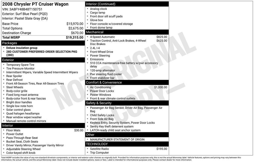 2008 Chrysler PT Cruiser 4DR BASE