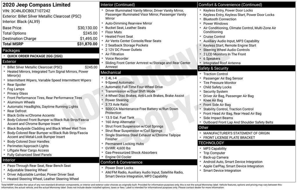 2020 Jeep Compass Limited 4x4