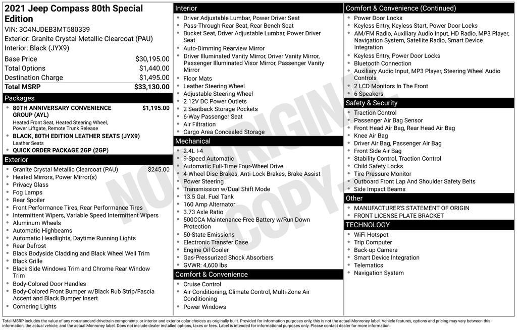 2021 Jeep Compass 80th Anniversary 4x4