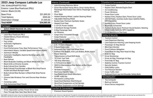 2023 Jeep Compass Latitude Lux FWD