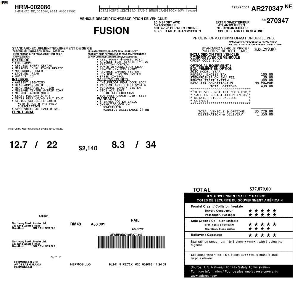 2010 Ford Fusion Sport