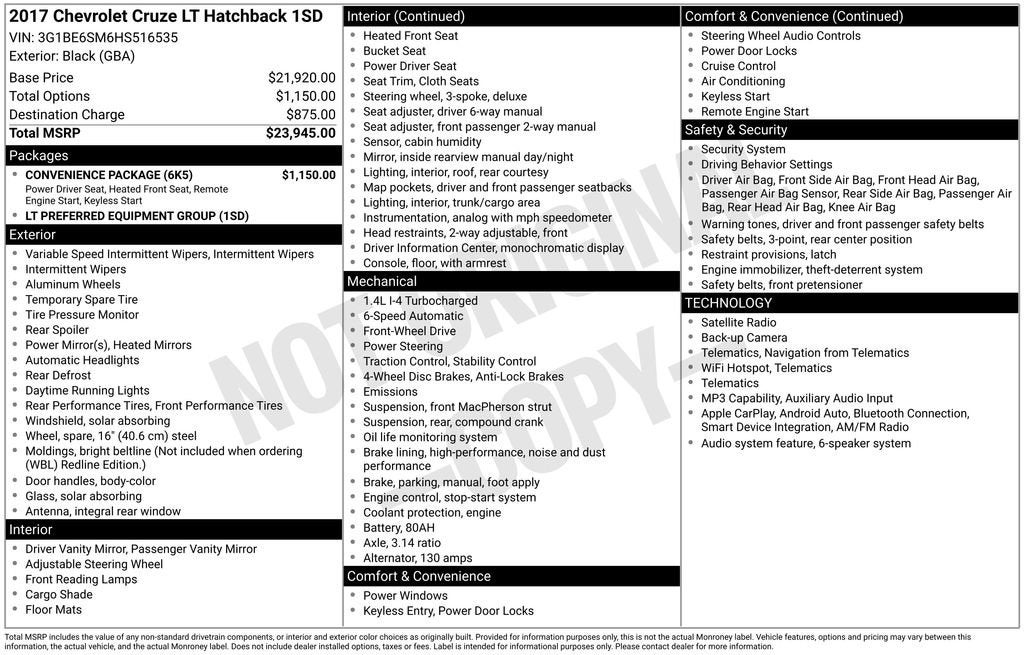 2017 Chevrolet Cruze LT