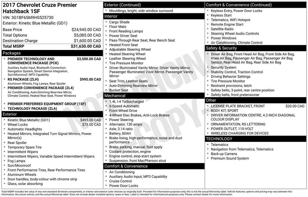 2017 Chevrolet Cruze Premier