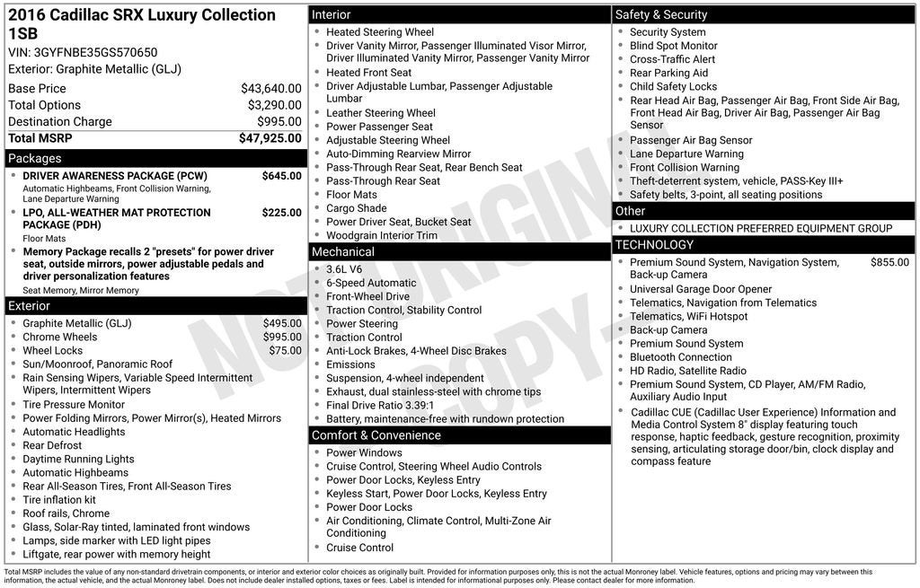 2016 Cadillac SRX Luxury Collection