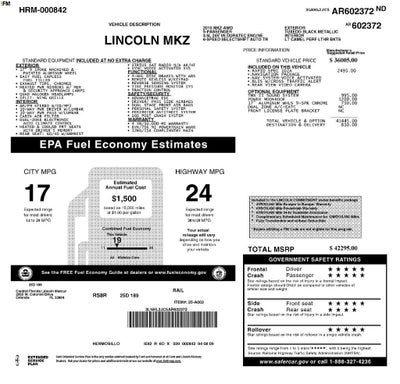 2010 Lincoln MKZ 4DR SDN AWD