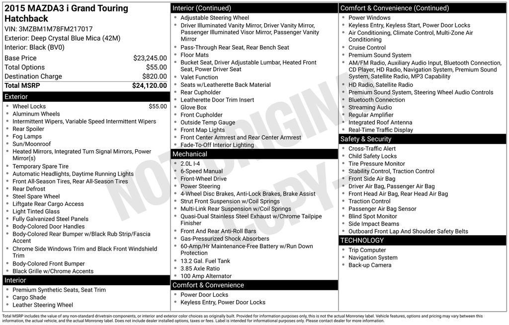 2015 Mazda Mazda3 Hatchback i Grand Touring