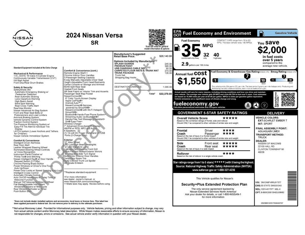 2024 Nissan Versa 1.6 SR