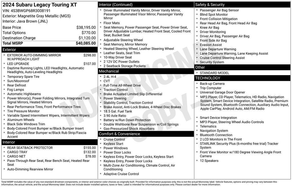 2024 Subaru Legacy Touring XT