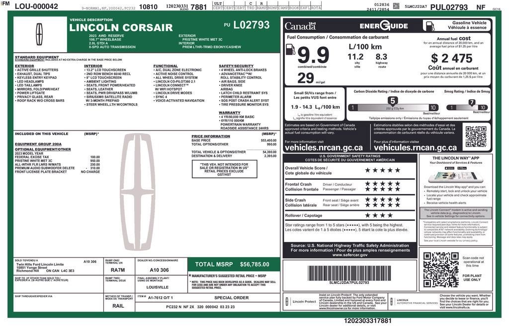 2023 Lincoln Corsair Reserve