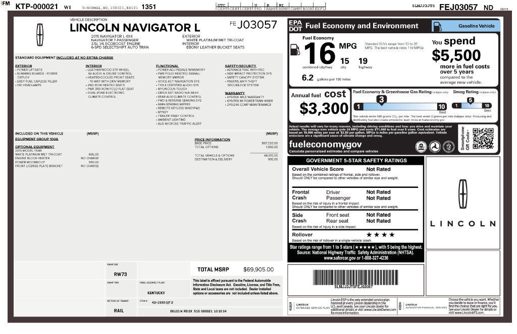 2015 Lincoln Navigator L 4DR 4WD SELECT