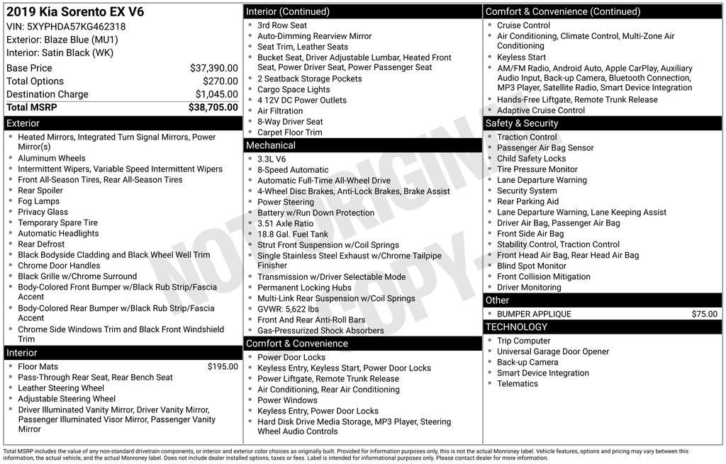 2019 Kia Sorento EX V6