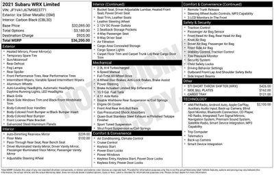 2021 Subaru WRX Limited