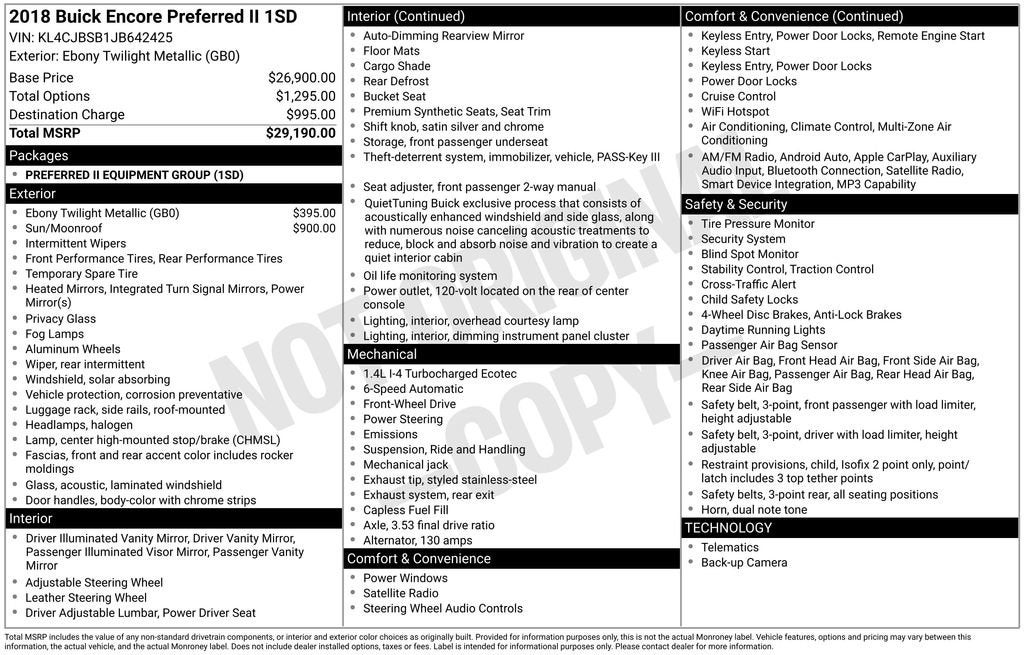 2018 Buick Encore Preferred II