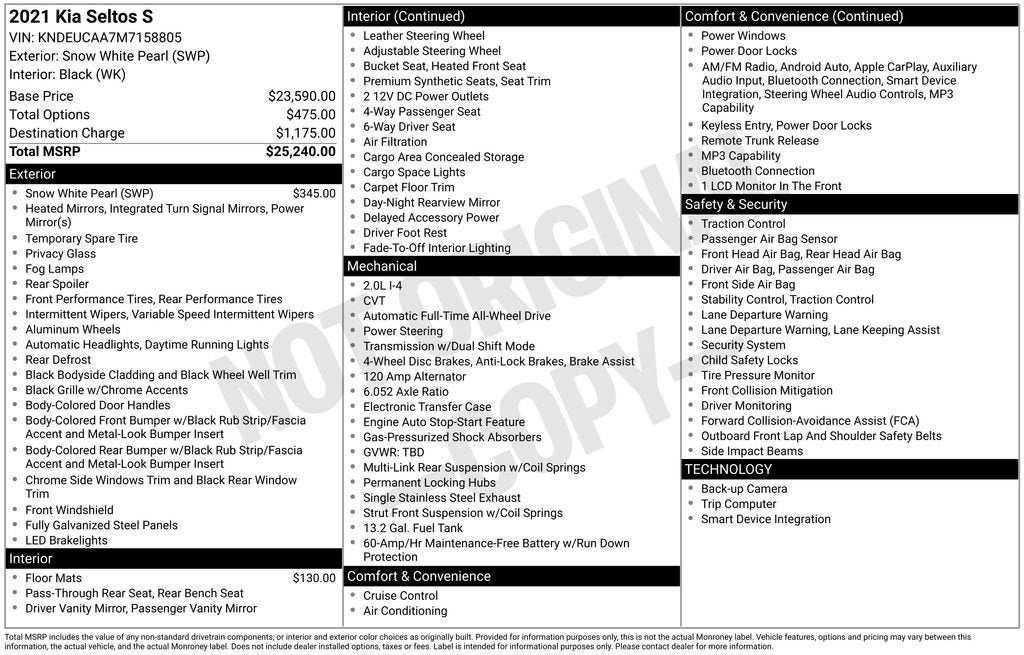2021 Kia Seltos S