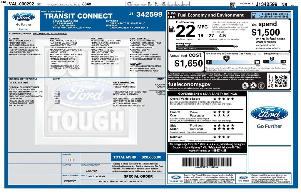 2018 Ford Transit Connect Wagon XL