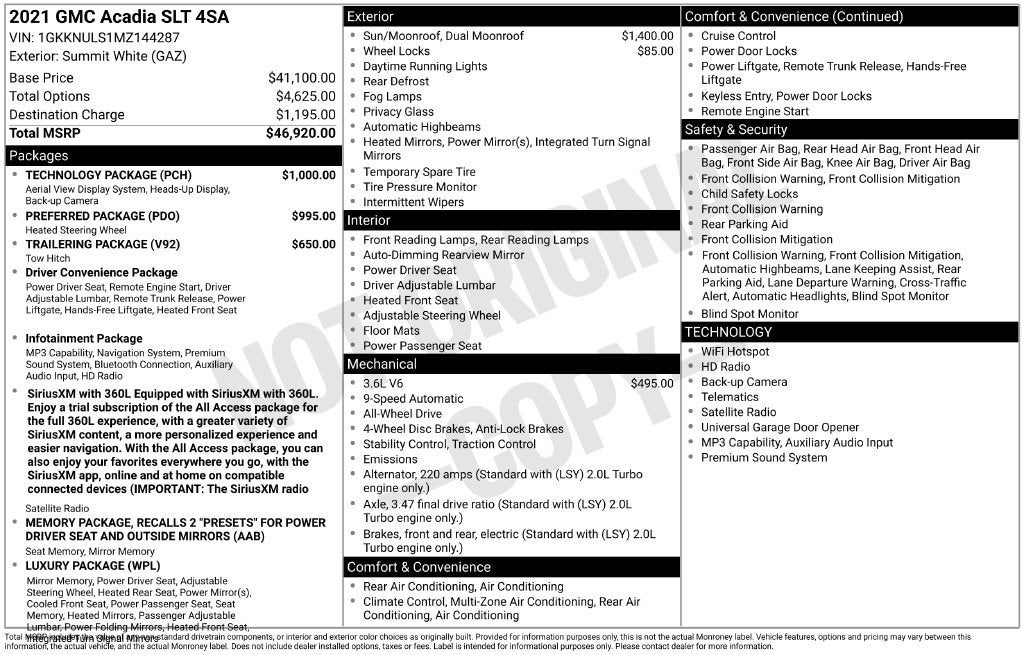 2021 GMC Acadia SLT