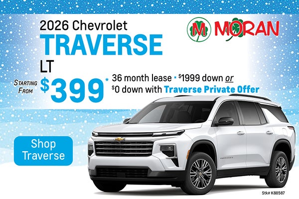 2026 CHEVROLET TRAVERSE LT $399/month